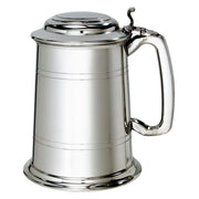 Pewter Lidded Tankard 1 Pint Plain Double Lines Square Perfect for Engraving