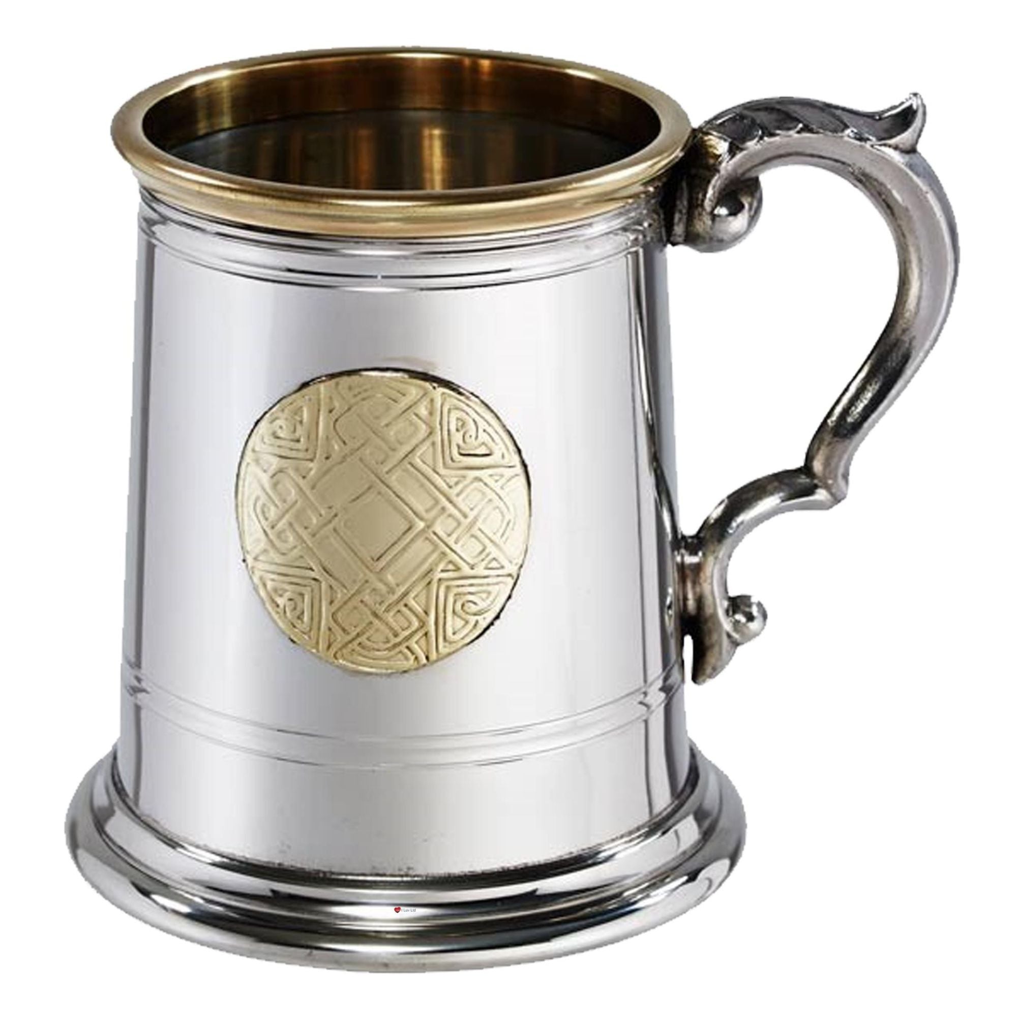 Tankard Half Pint Celtic Gold Brass Georgian Style Handle Perfect for Engraving