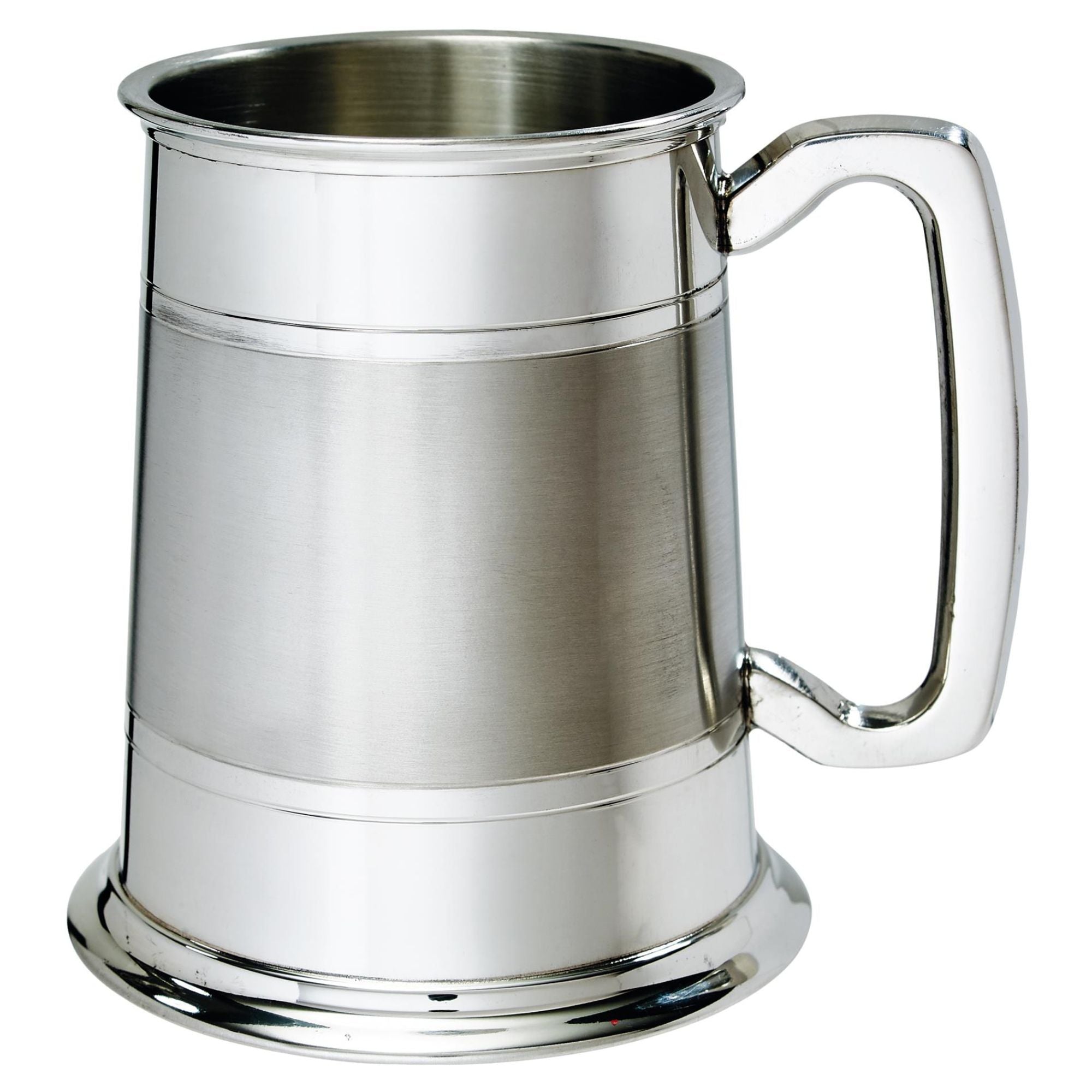 Pewter Tankard 1 Pint Double Lined Satin Band Handle Perfect for Engraving