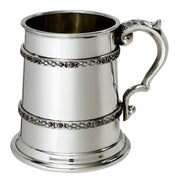 Tankard Half Pint Double Celtic Band Georgian Style Handle Perfect for Engraving