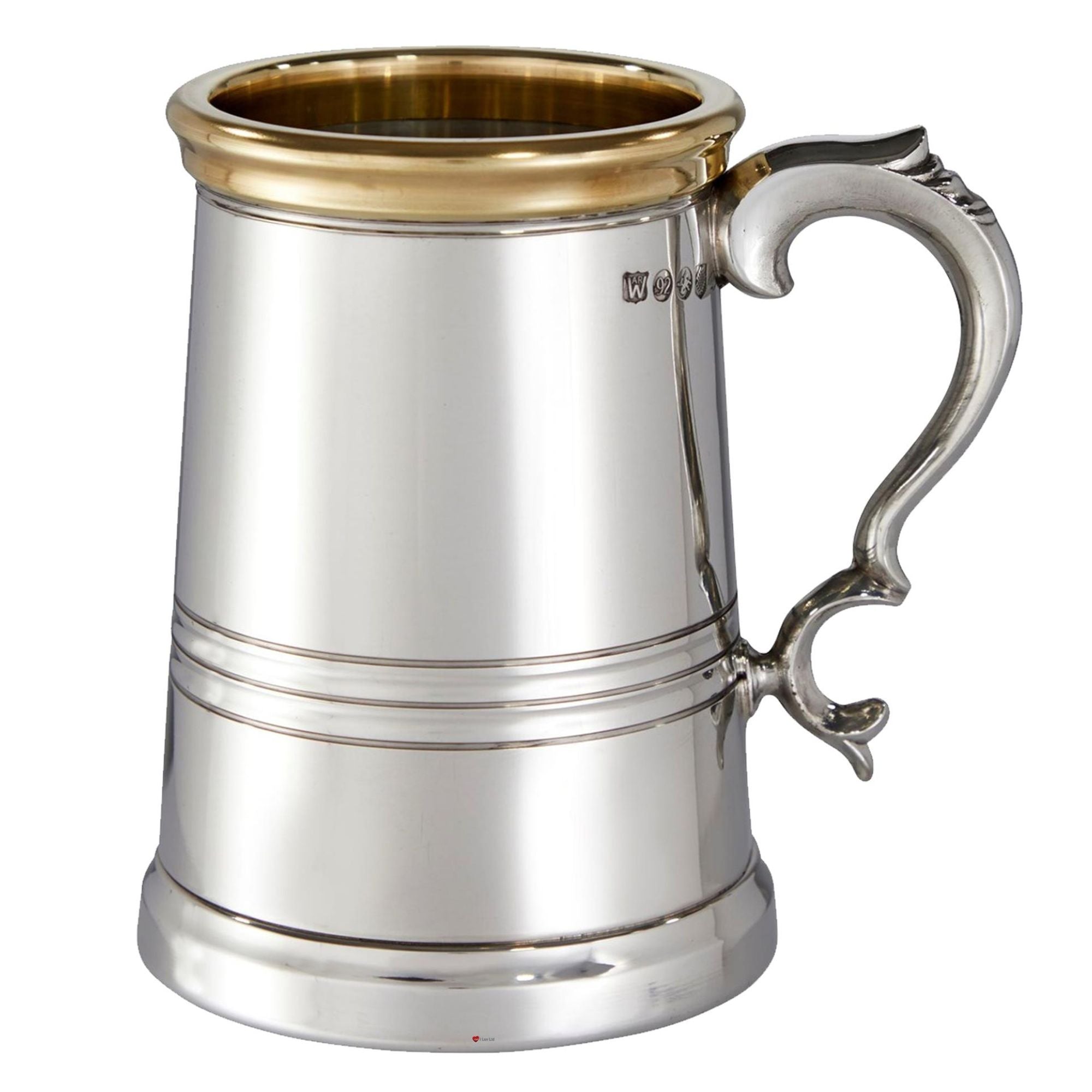 Pewter Extra Heavy Tankard 1 Pint Worcester with Brass Rim Perfect for Engraving