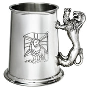 Pewter Tankard 1 Pint Union Jack and Lion Rampant Handle Perfect for Engraving