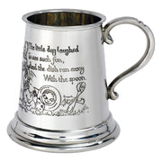 Quarter Pint Mug Cow Over the Moon Christening Gift Pewter Tankard Scroll Handle