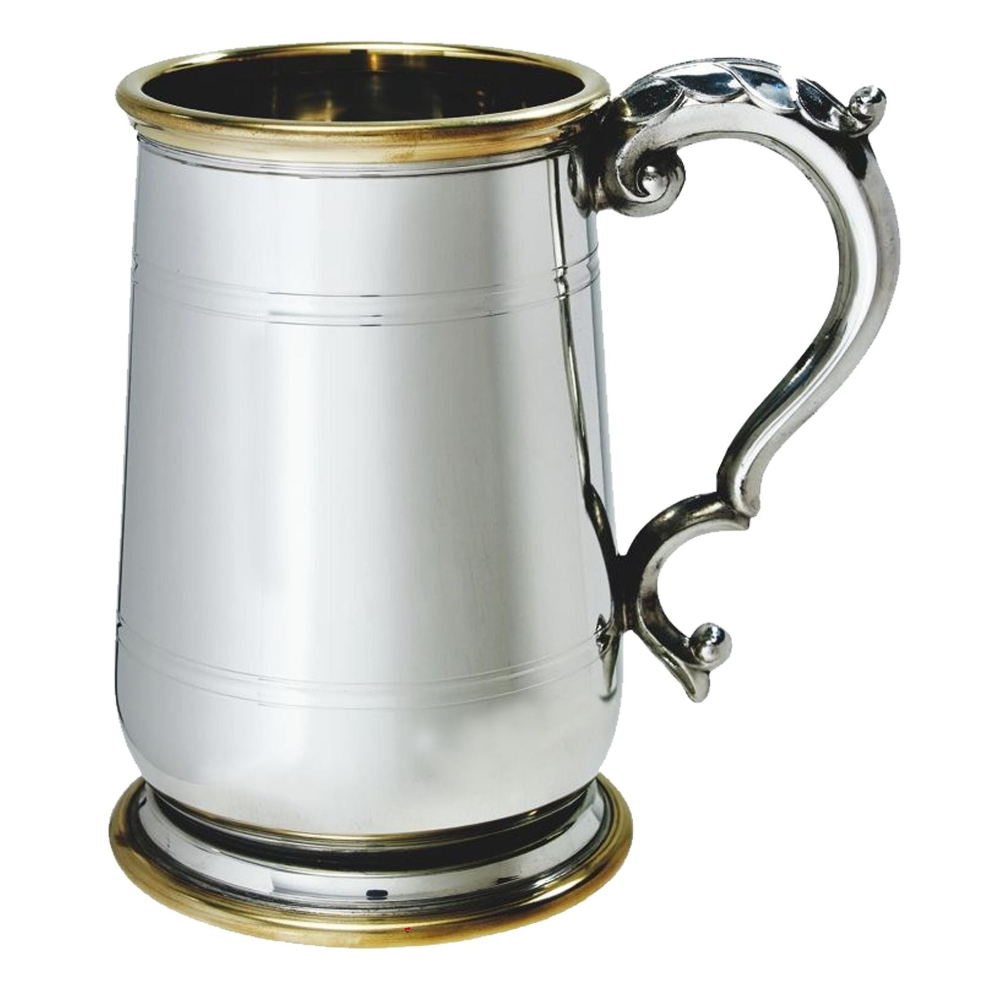 Pewter Tankard 1 Pint Hallam Style Jacobean Brass Detail Perfect for Engraving