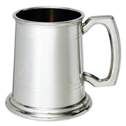 Tankard Half Pint Plain Double Lines Square Handle Pewter Perfect for Engraving