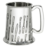 1 Pint Pewter Tankard with Knife, Fork, Spoon Design Handle Pure Gauge Beer