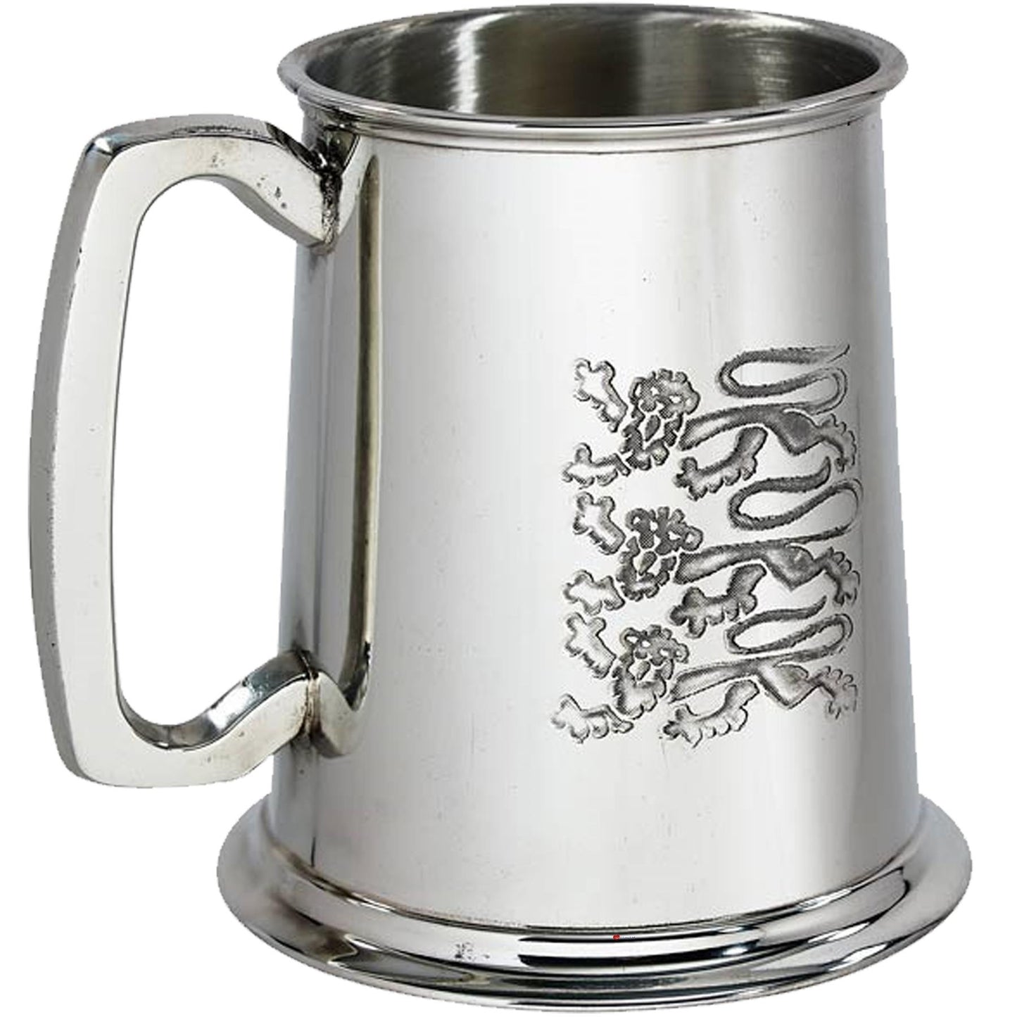 Pewter Tankard 1 Pint Bright Finish with Three Lions Motif Perfect for Engraving