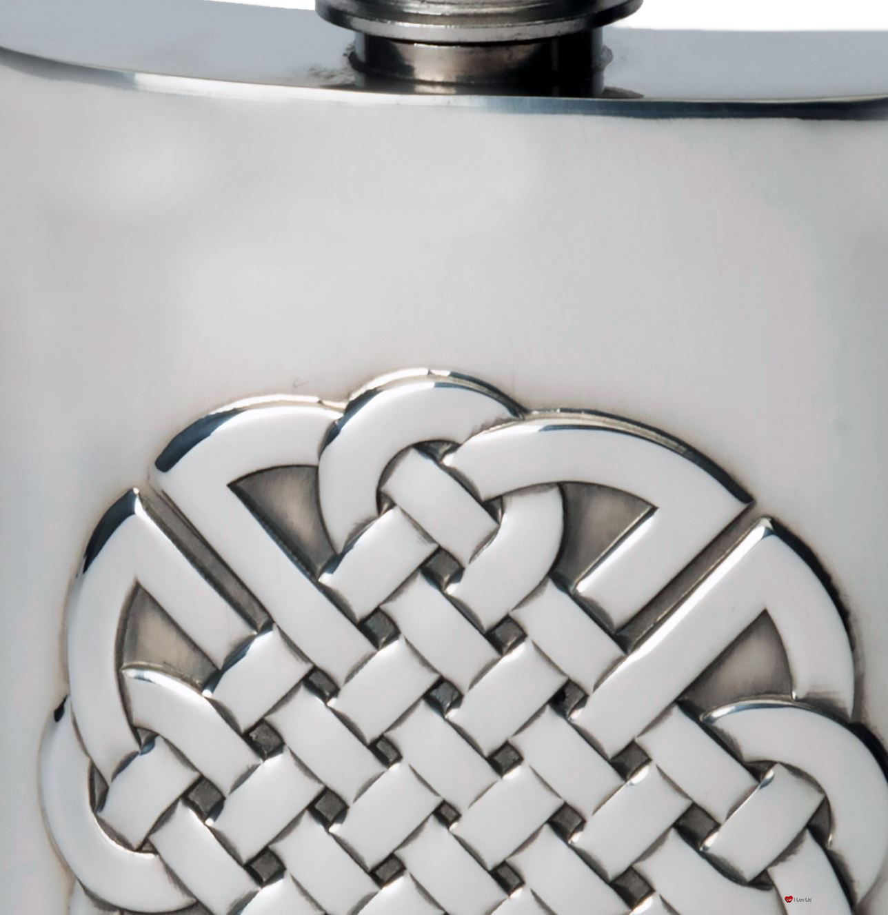 4oz Hip Flask With Embossed Celtic Knote Design Kidney Flask Made From Pewter