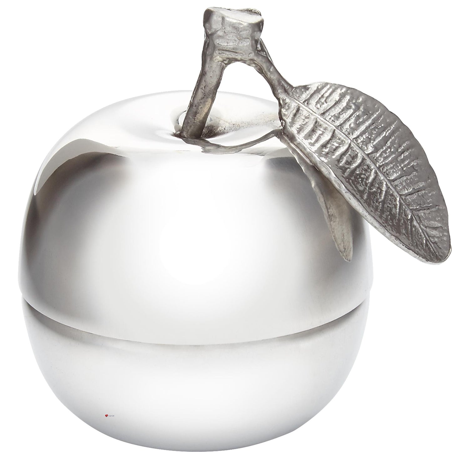 Pewter Apple Shaped Trinket Box with Stem and Leaf Perfect for Engraving