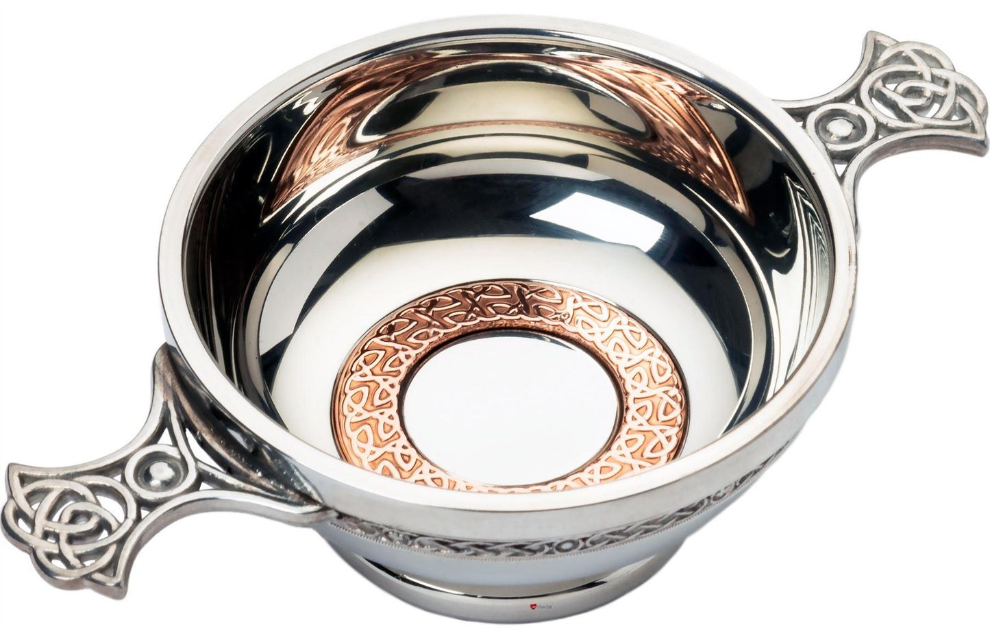 3" 4" Quaich with Scottish Celtic Design Copper Ring Insert Celtic Handle