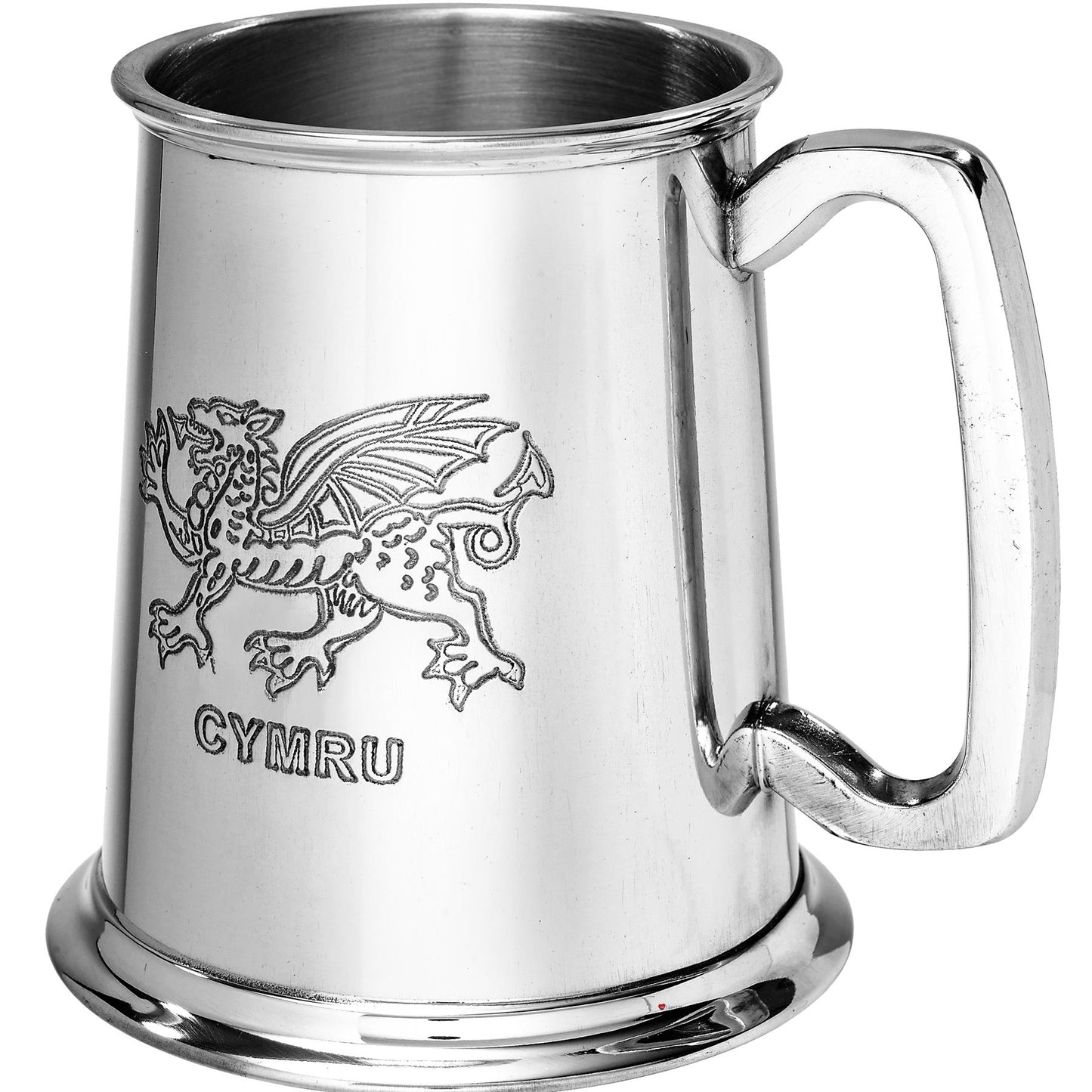 1 Pint Pewter Tankard Welsh Dragon Design Square Handle Perfect for Engraving