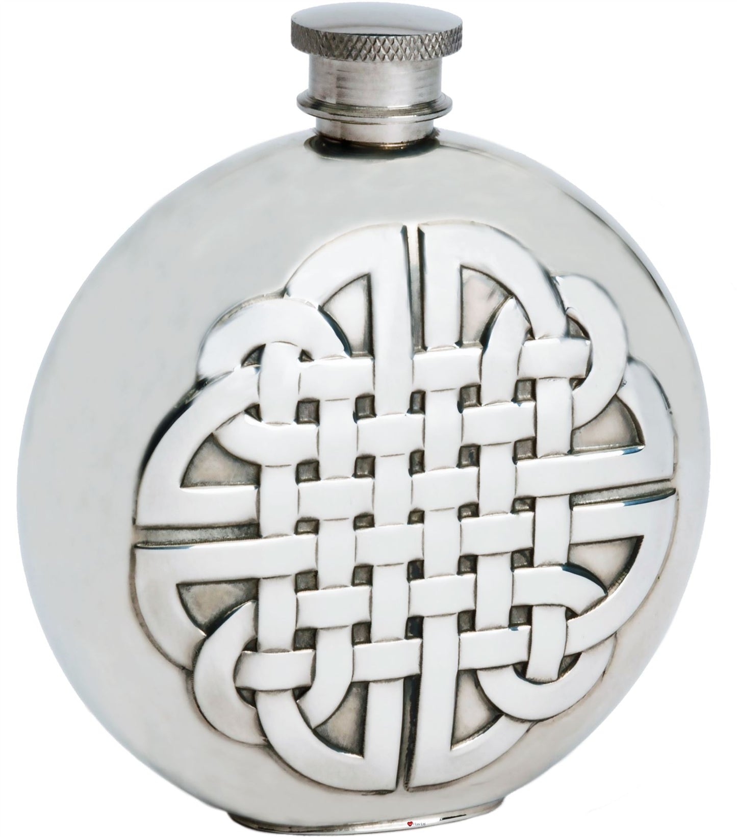 6oz Round Hip Flask With Embossed Celtic Knot Design Great Gift Made From Pewter