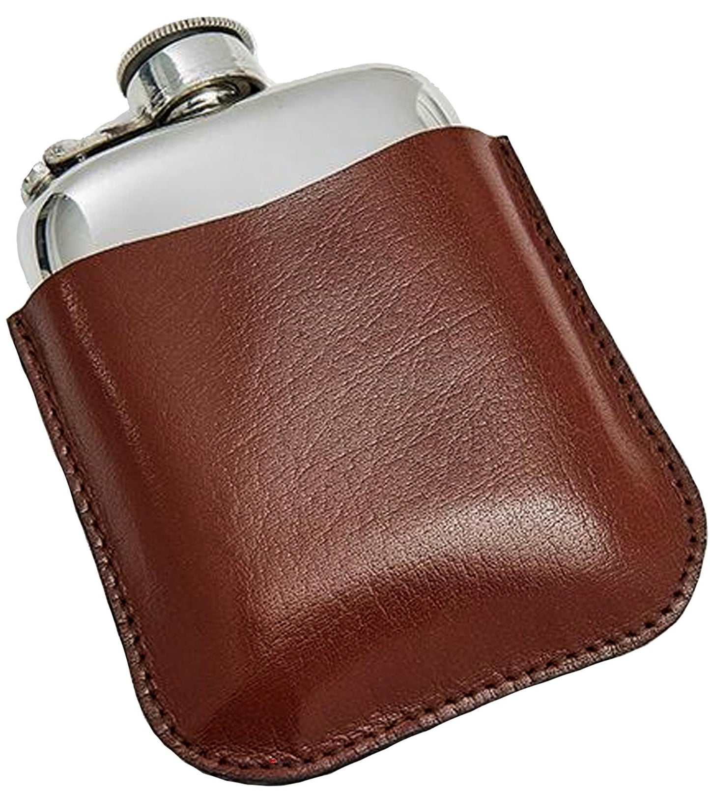 Brown Leather Pouch Fits 4oz Pocket Hip Flasks Soft Leather Protects Flask