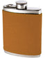 6oz Pewter Flask English Tan Leather Band Polished Screw Perfect for Engraving