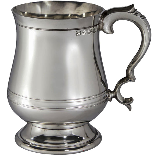 Pewter Extra Heavy Tankard 1 Pint Georgian Style Polished Perfect for Engraving