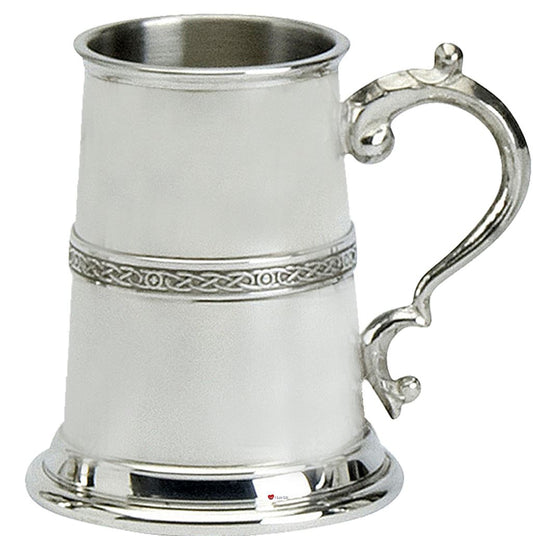 Christening Children's Tankard Pewter Can Celtic Wire Band Ornate Handle