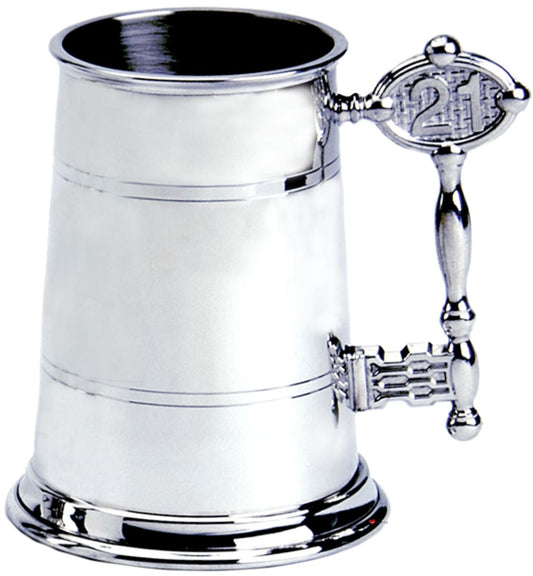 21st Birthday Key Handle 1pt Pewter Tankard Plain Can Be Engraved