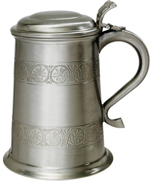 Pewter Lidded Tankard 1 Pint Medieval Style Swan Handle Perfect for Engraving