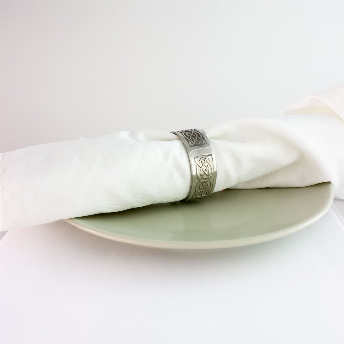 Pewter Napkin Ring Serviette Decorated With Celtic Motifs