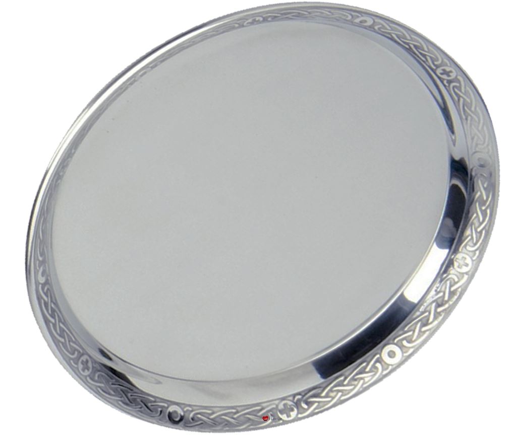 Pewter Plate Salver Presentation Plate with Celtic Band 17.7cm Engravable