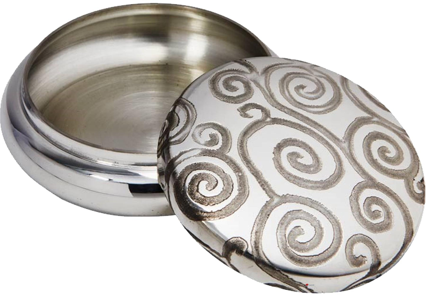 Pewter Trinket Box Embossed Tree of Life Design on Lid Georgian Shaped