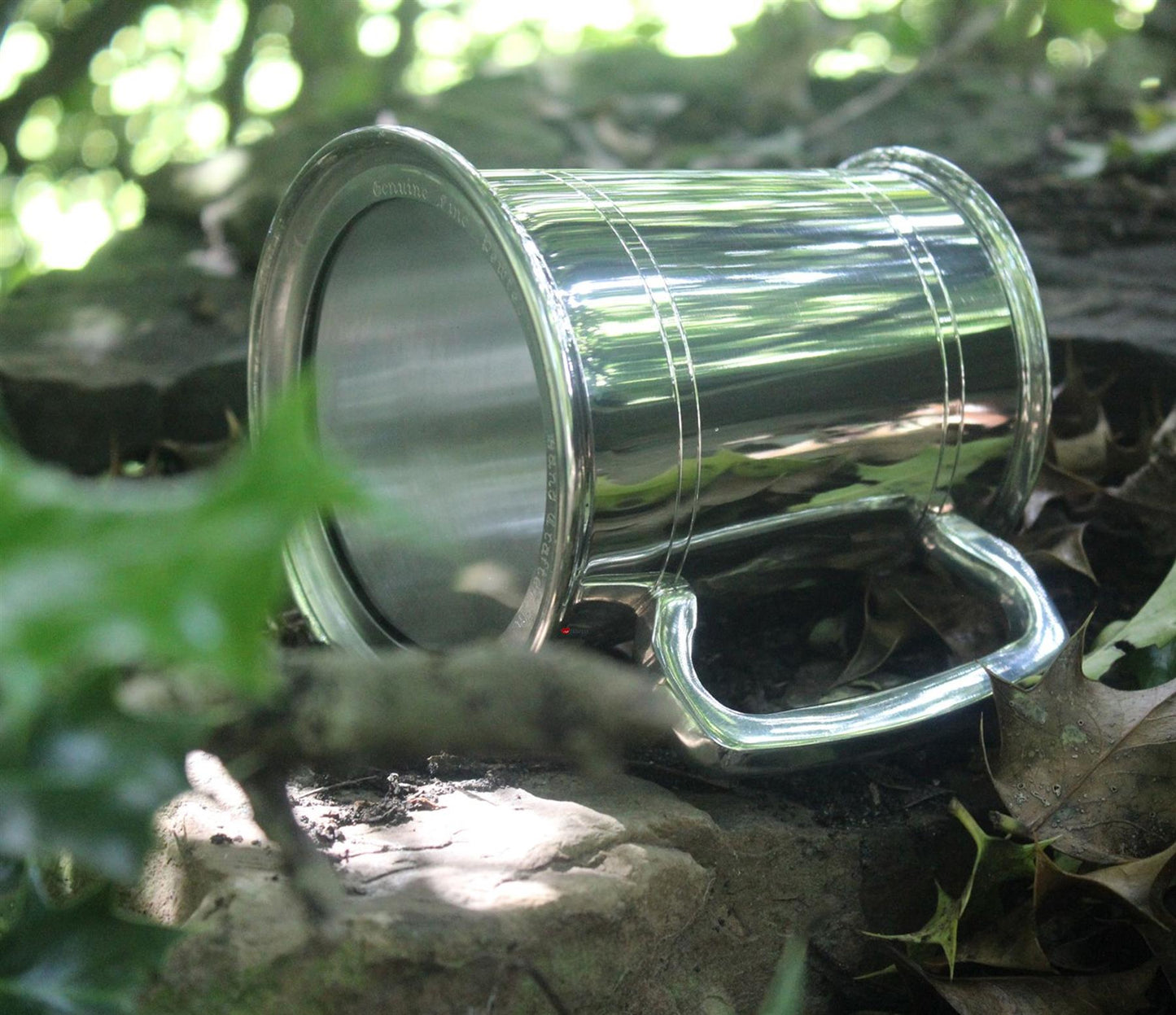 Pewter Glass Bottom Tankard 1 Pint Plain Double Lines Perfect for Engraving