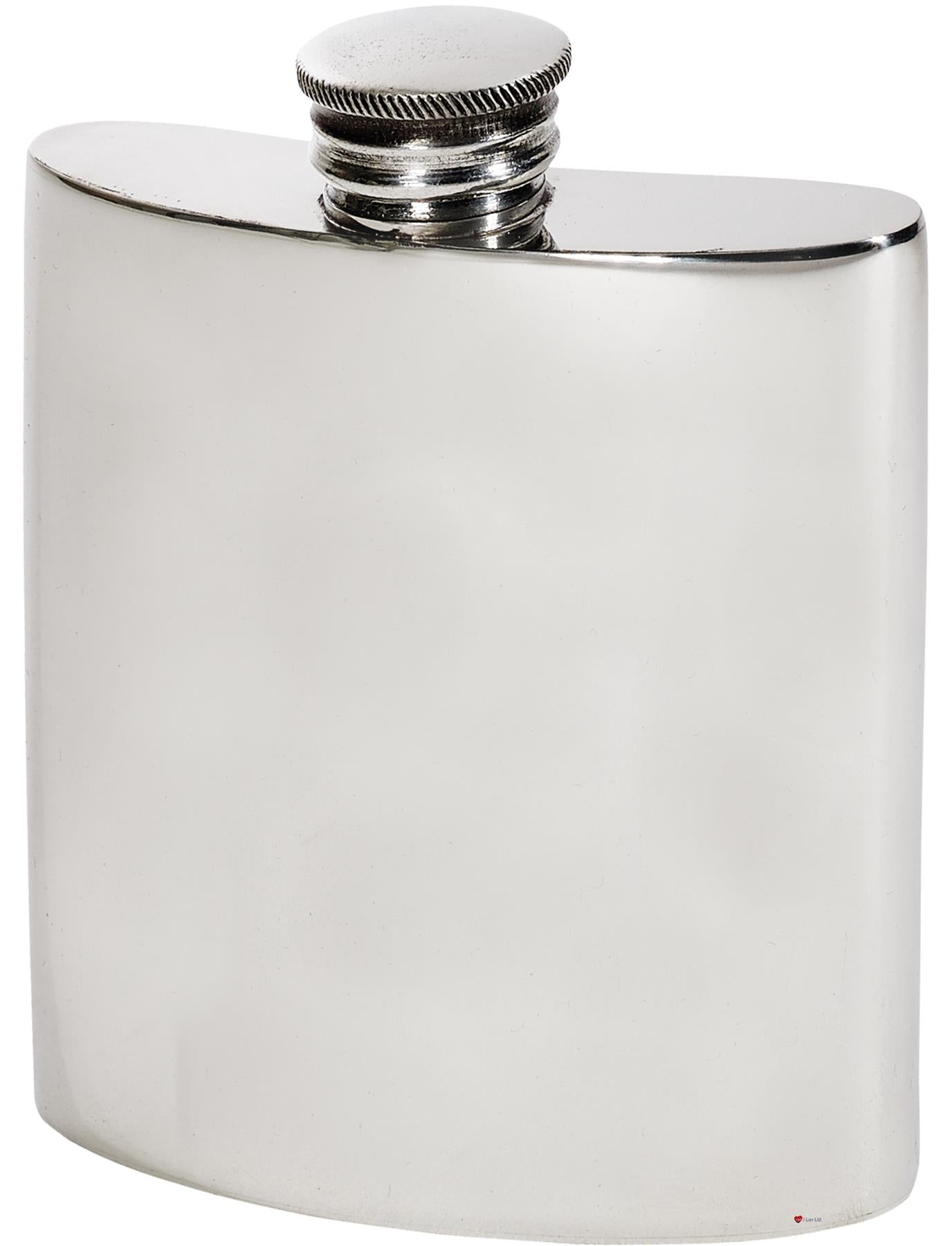 3oz Pewter Flask Kidney Shaped in Plain Polished Screw Top Perfect for Engraving