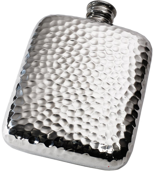 4oz Pocket Hip Flask Pewter with Hammered Finish Screw Top Pocket or Handbag