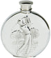 Pewter Hip Flask Golfing Picture Scene Round Shape Engravable 6oz Screw Top