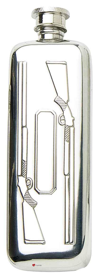 Pewter Boot Flask Winchester Shotgun Design With Engraving Plate 3oz