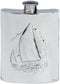 Classic Sailing Hip Flask 6oz Kidney Shape Ideal Gift Engravable on Back Pewter