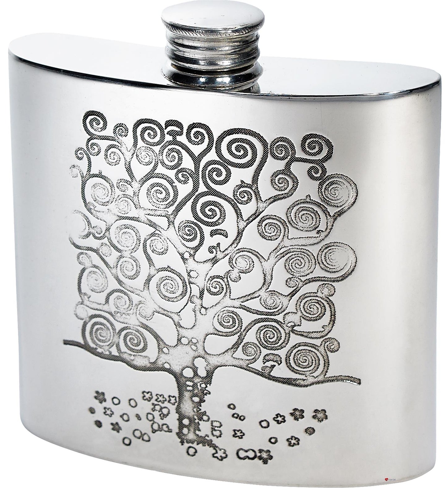 4oz Hip Flask with Tree of Life Tree Design Polished Screw Perfect for Engraving