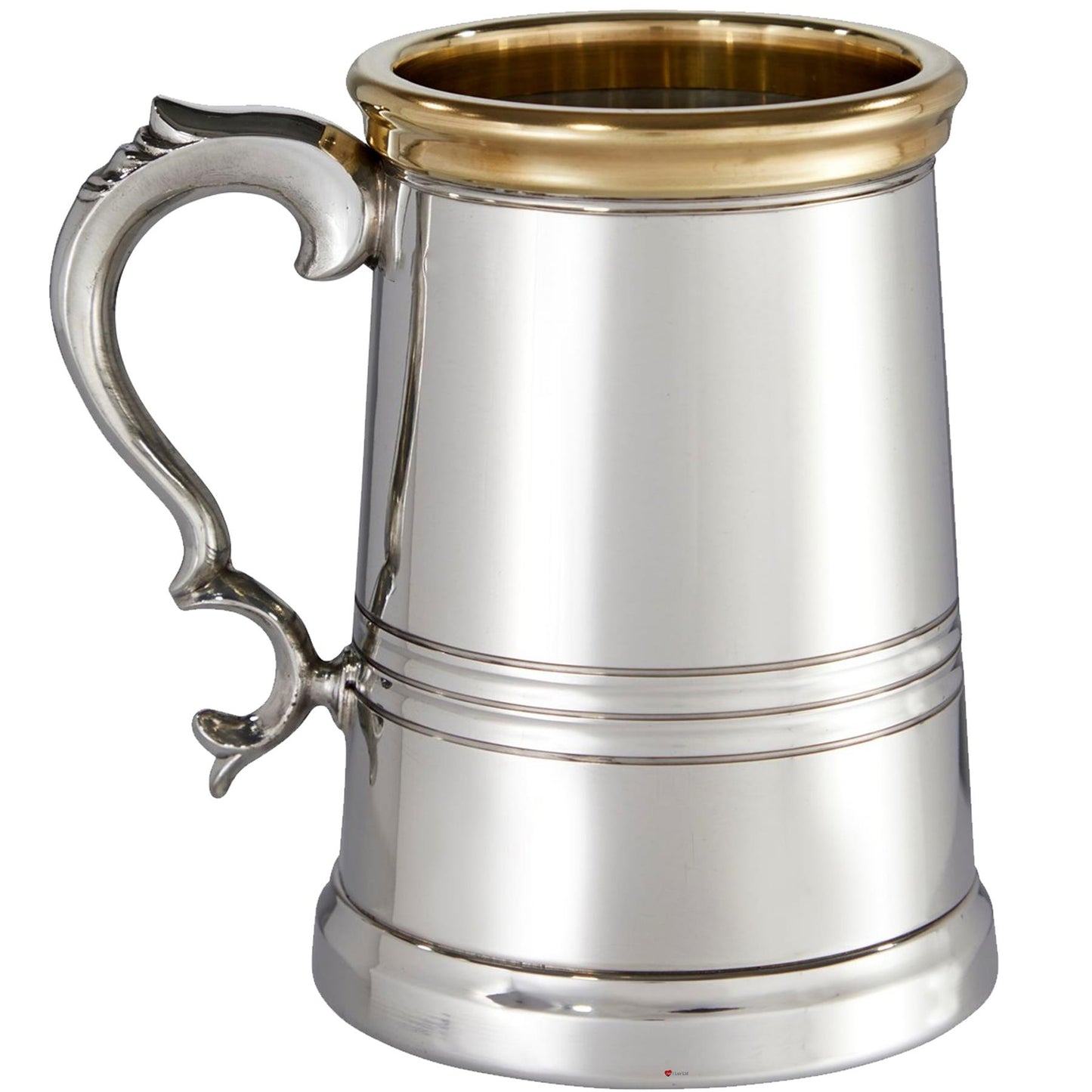 Pewter Extra Heavy Tankard 1 Pint Worcester with Brass Rim Perfect for Engraving