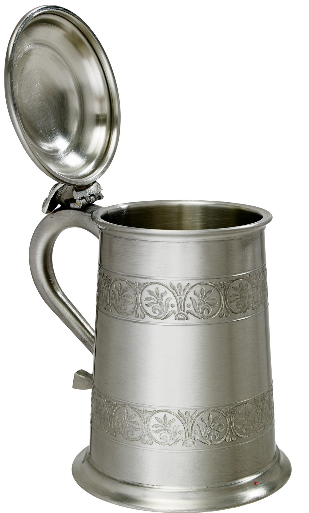 Pewter Lidded Tankard 1 Pint Medieval Style Swan Handle Perfect for Engraving