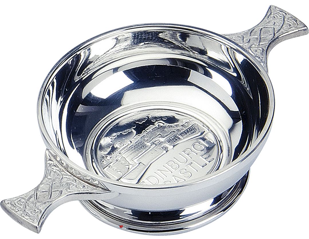 Quaich Scottish Pewter Castle Edinburgh Scene Celtic 4" Cup of Friendship