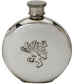 Pewter Round Flask Rampant Lion Design Engravable on Back Screw Top