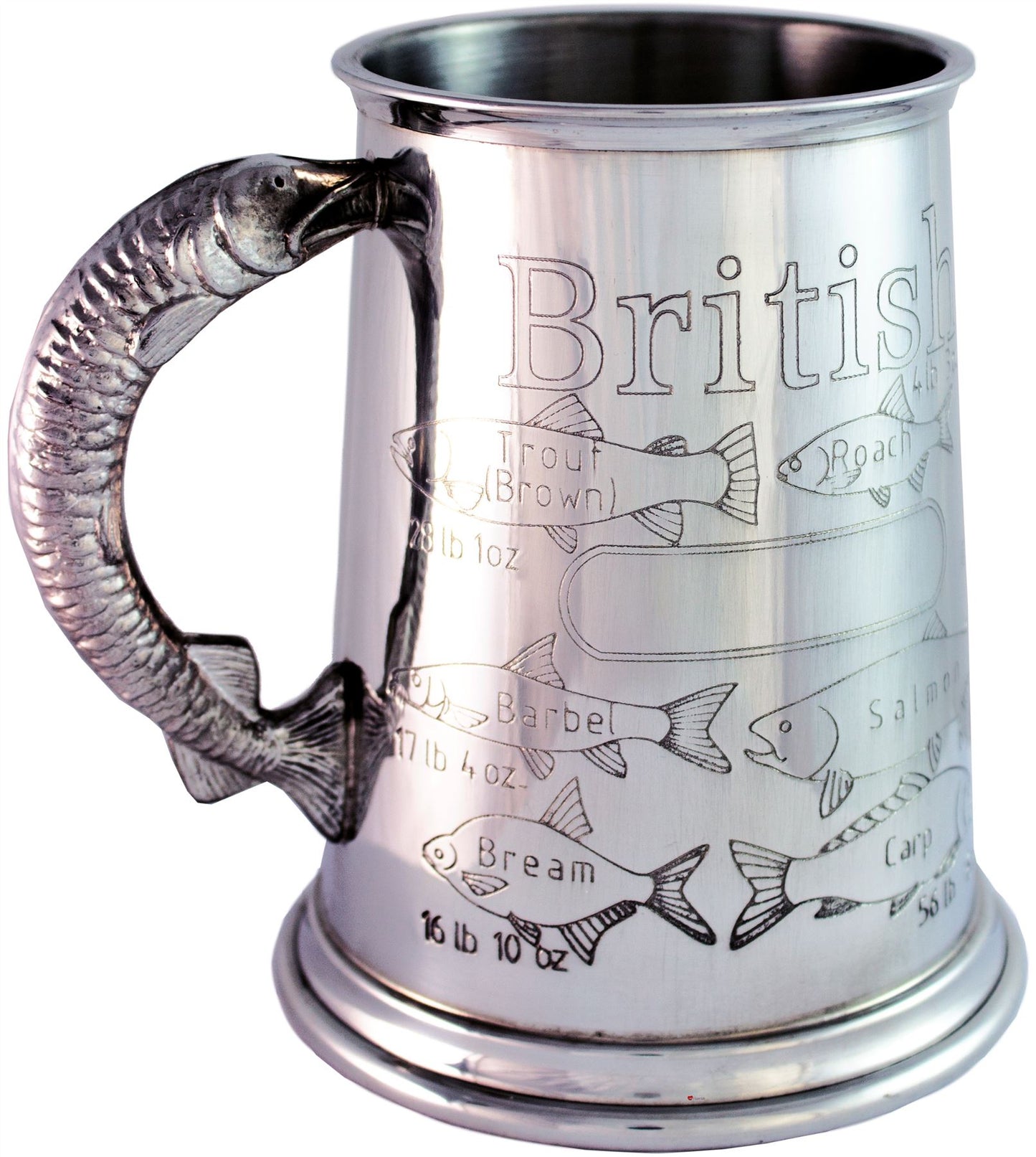 Fishing Gift Pewter 1pt Tankard Great Fishing Weight Records Gift for Fishermen