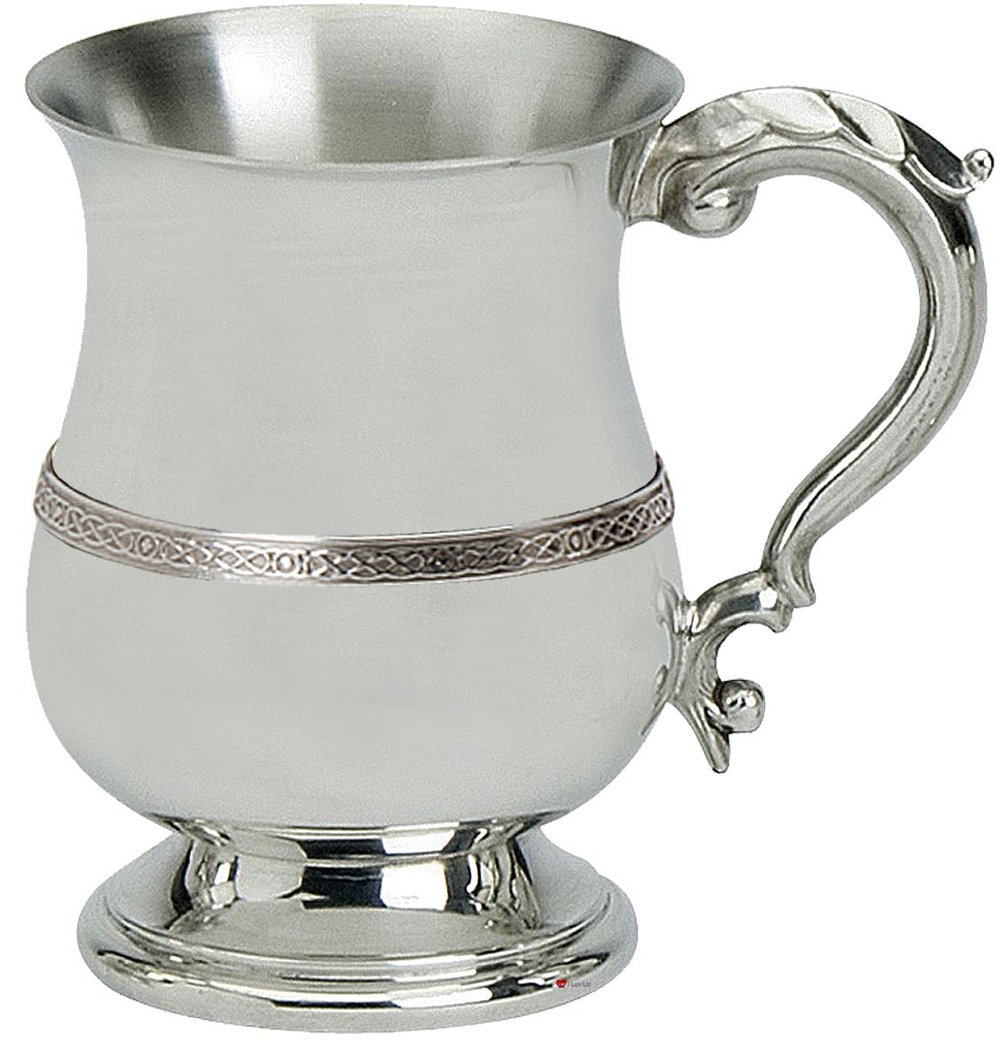 Pewter Tankard Handmade Celtic Wire Style Polished Finish 1pt Ornate Engravable