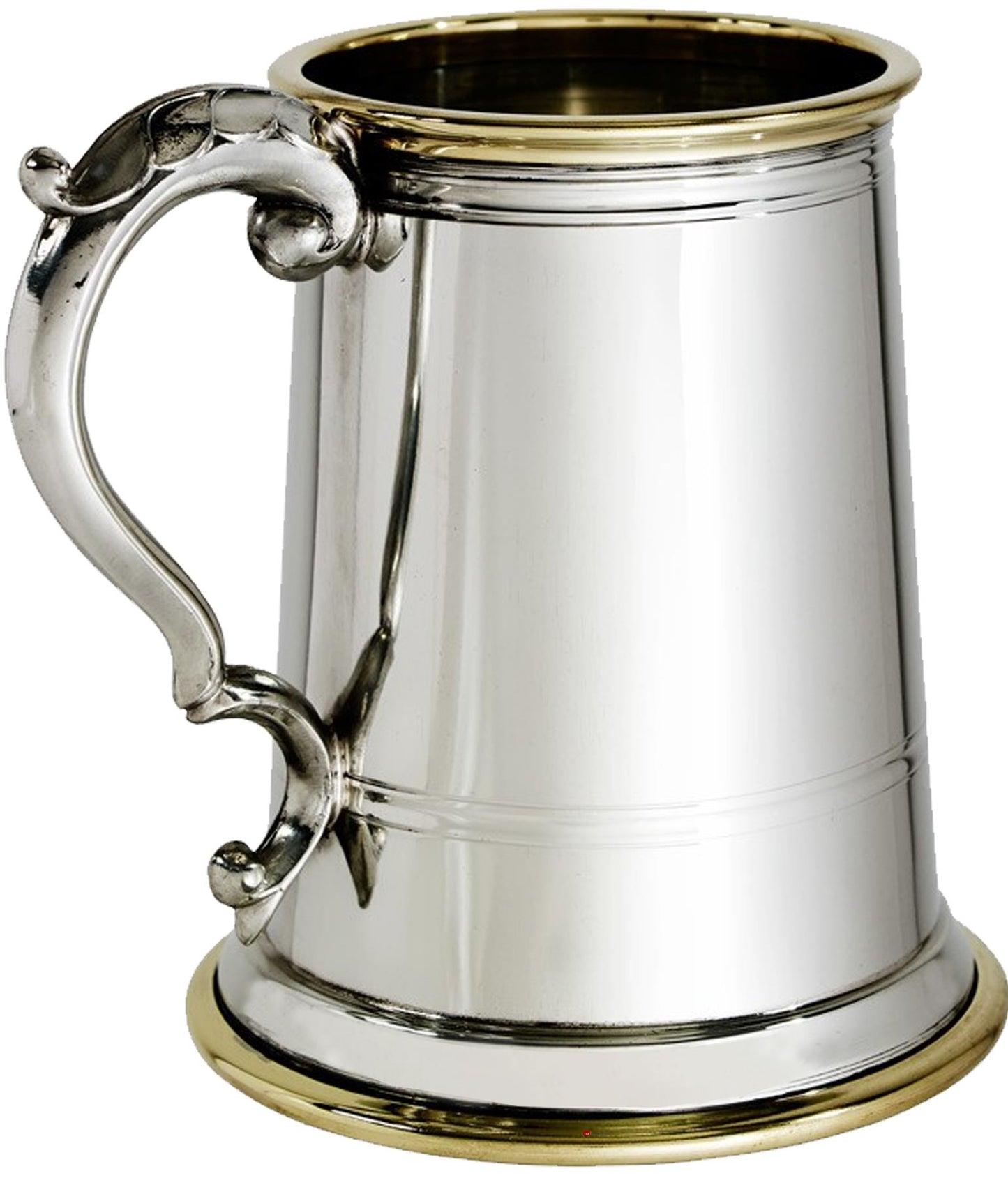 Pewter Glass Bottom Tankard 1 Pint Wortley Brass Detail Perfect for Engraving