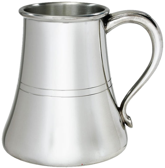 Pewter Ships Tankard 1 Pint Broad Base and Swan Handle Perfect for Engraving