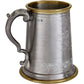 Pewter Tankard Brass Rim 1 Pint Viking Norse Artwork Antique Scroll Handle