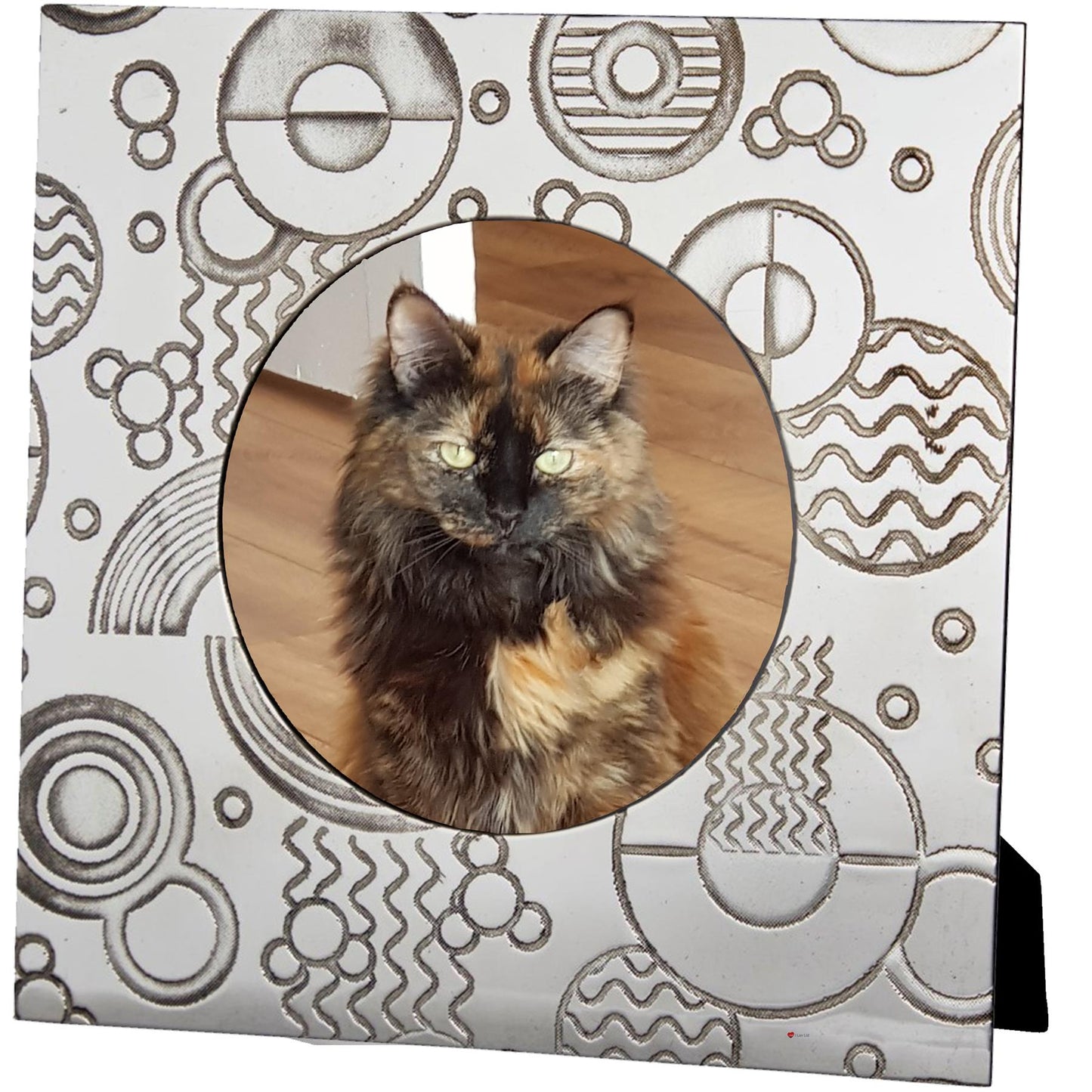 Pewter Single Photo Frame 4x4 Inch Retro Inspired Pattern Perfect for Engraving