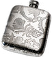 4oz Hip Flask Pewter Peacock Pattern Embossed with Peacock Feather Design