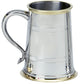 Pewter Tankard Brass Rimmed Chesterfield Plain 1pt Engravable Glass Base