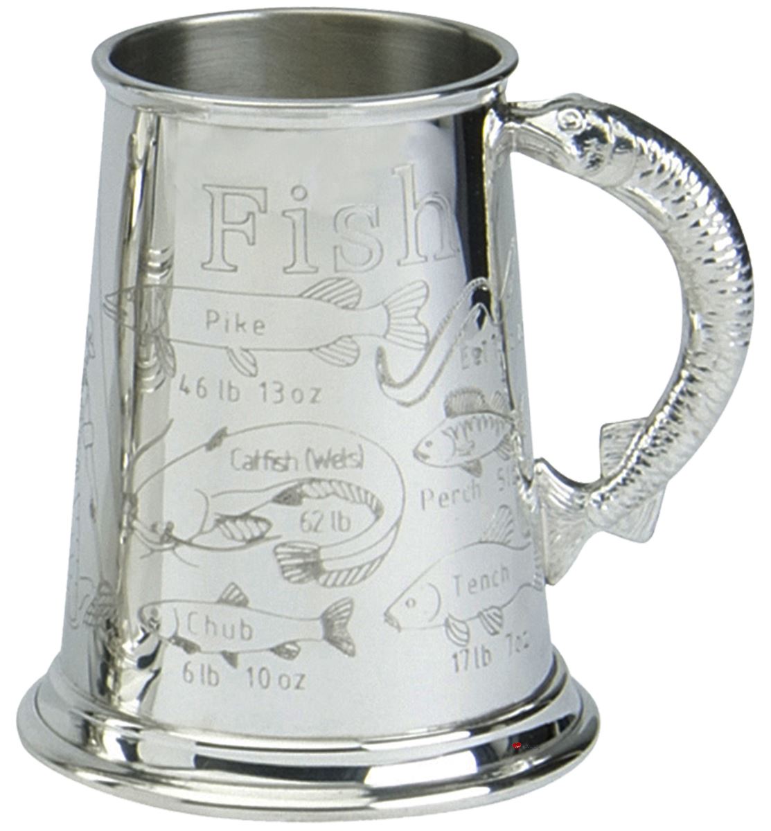 Fishing Gift Pewter 1pt Tankard Great Fishing Weight Records Gift for Fishermen