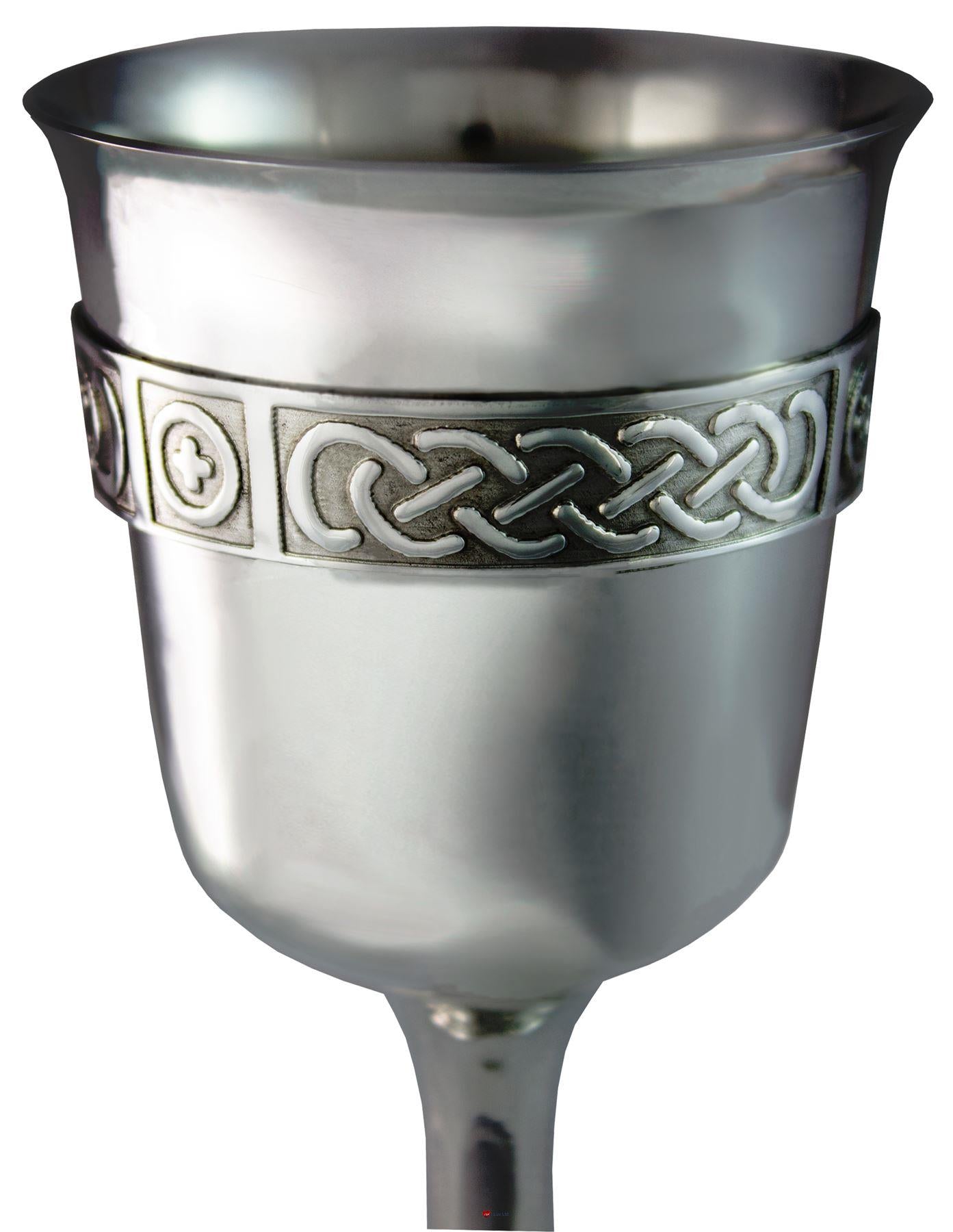 Pewter Chalice Wine Goblet 5" 6" Flared Lip Celtic Band Ornate Base