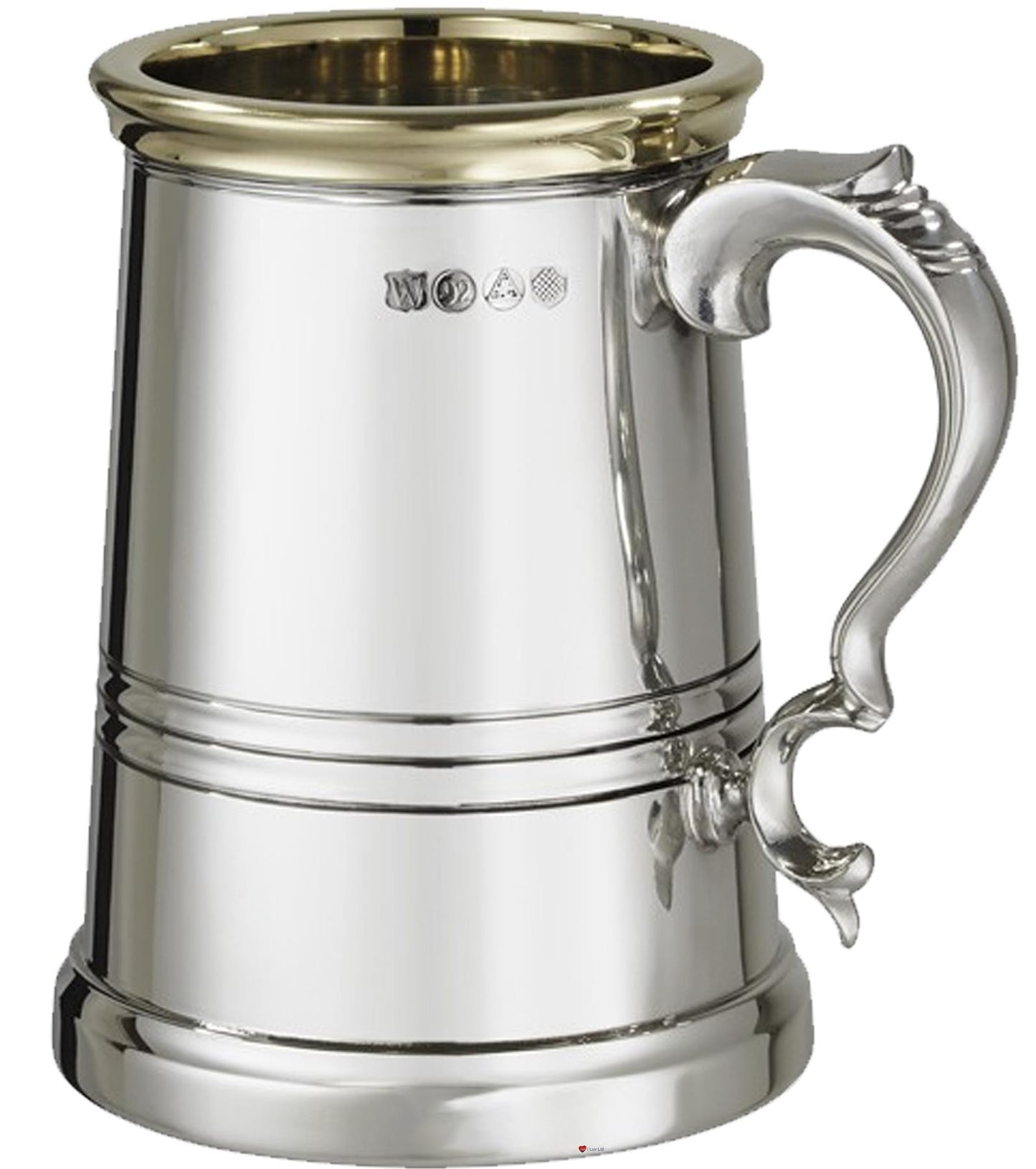 Pewter Extra Heavy Tankard 1 Pint Worcester with Brass Rim Perfect for Engraving