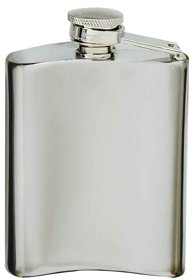 Plain Pewter Hip Flask 4oz Plain Polished Finish Engravable Captive Screw Top