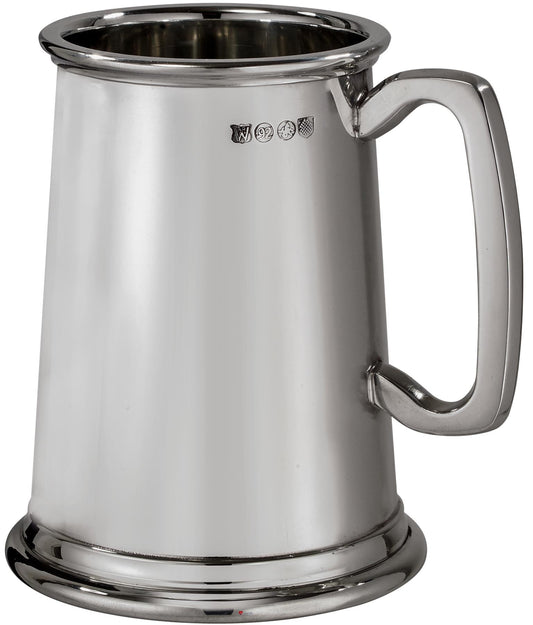 1 Pint Pewter Tankard Norfolk Design with Squared Handle Perfect for Engraving