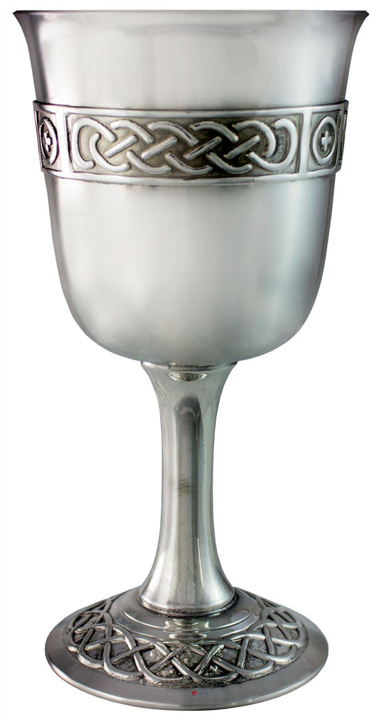 Pewter Chalice Wine Goblet 5" 6" Flared Lip Celtic Band Ornate Base